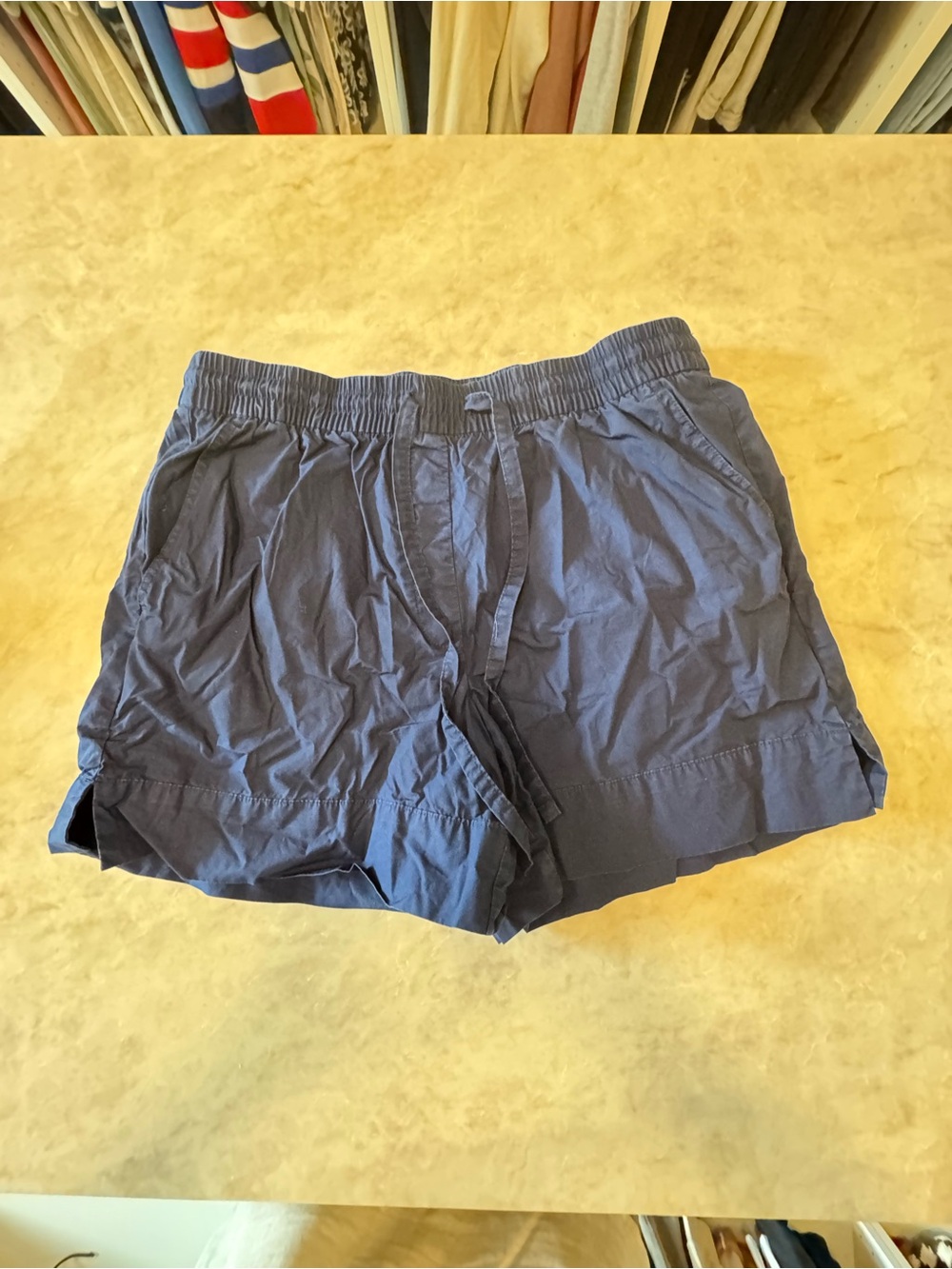 Banana Republic Navy Elastic-Waist Mid-Rise Shorts 100% Cotton